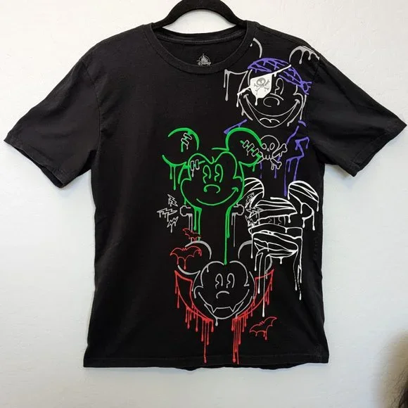 Disney Shirts Halloween Mickey Mouse Mens Glow In The Dark